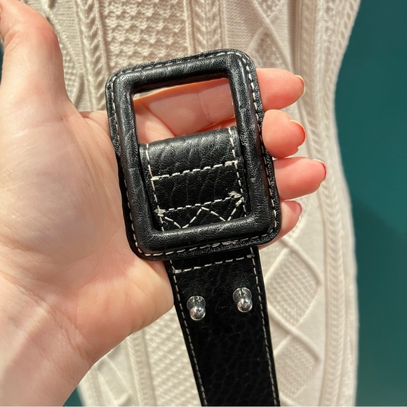 Talbots Belt Black Leather with Classic Leather Buckle Size S - Picture 5 of 9